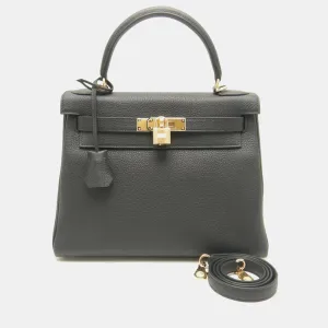 Kelly HERMES 28 Handbag Togo Black x Gold Hardware 151622