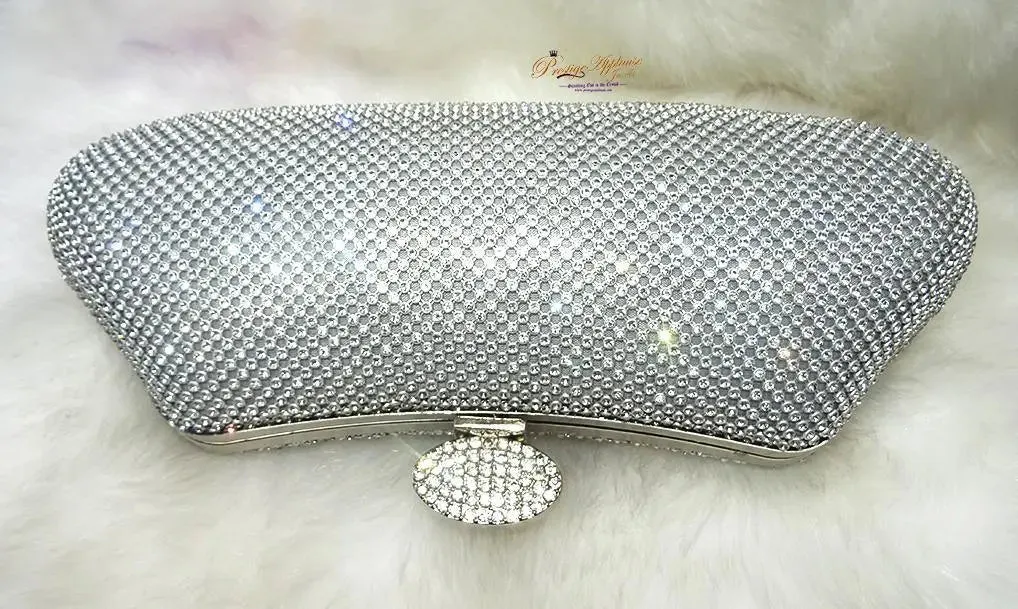 Ladies Sparkly Crystal Diamante Evening Silver Bag Wedding Clutch Party Bag Womens Handbag