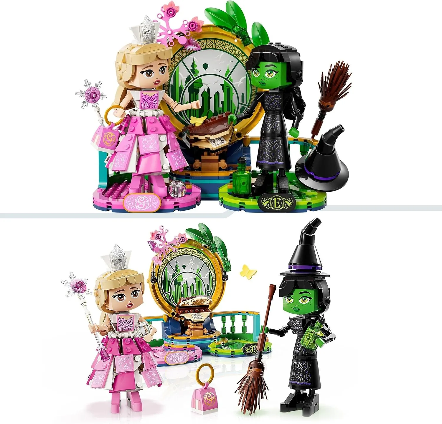 LEGO Wicked Elphaba & Glinda Figures, Building Toy Set for 10 Plus Year Old Girls and Boys, with Buildable Characters and a Broom, Wizard of Oz-Themed Gift for Kids and Fans of the Movie 75682