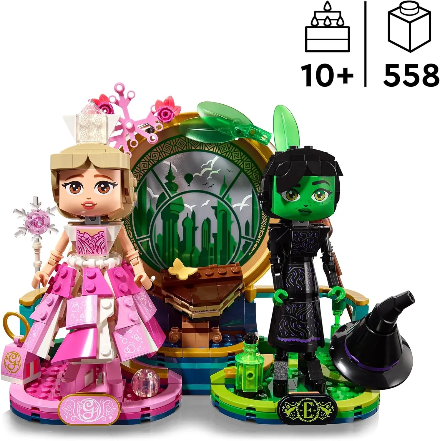 LEGO Wicked Elphaba & Glinda Figures, Building Toy Set for 10 Plus Year Old Girls and Boys, with Buildable Characters and a Broom, Wizard of Oz-Themed Gift for Kids and Fans of the Movie 75682