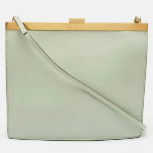 Light Green Leather Clasp Crossbody bBag