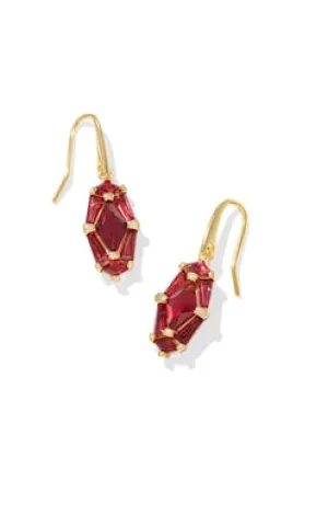 Lindy Rae Lee Drop Earrings in Gold Red Crystal