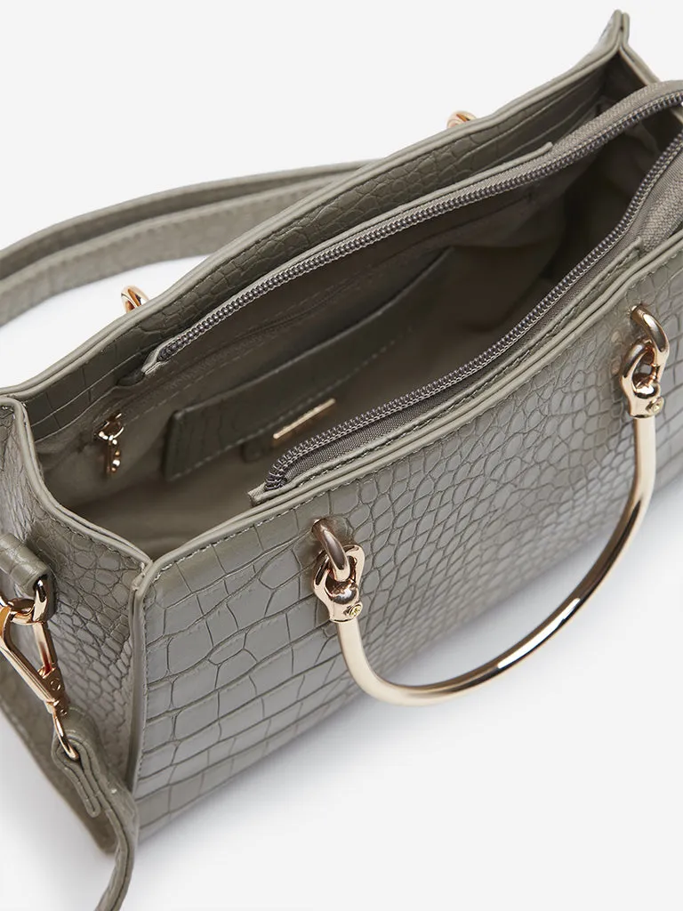 LOV Taupe Textured Satchel Bag