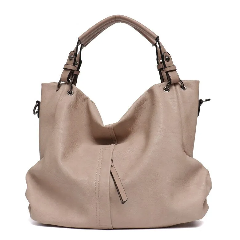 Luxury Casual Women's Large Soft Leather Zipper Handbag