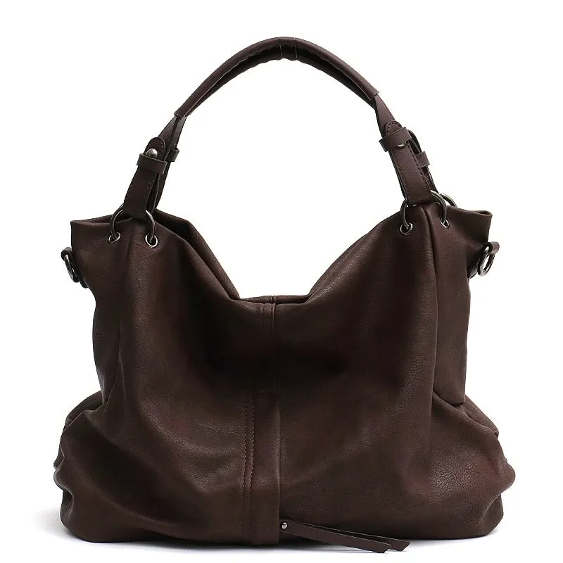 Luxury Casual Women's Large Soft Leather Zipper Handbag