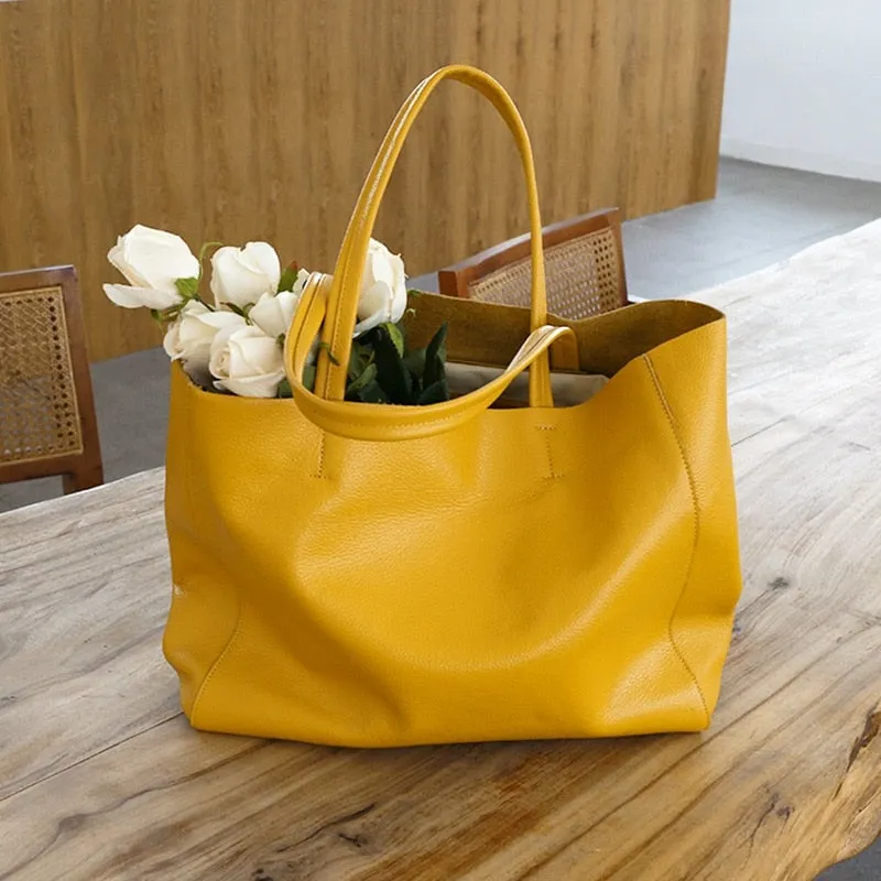 Luxury Fashionable Women's Casual Genuine Leather Tote Bag