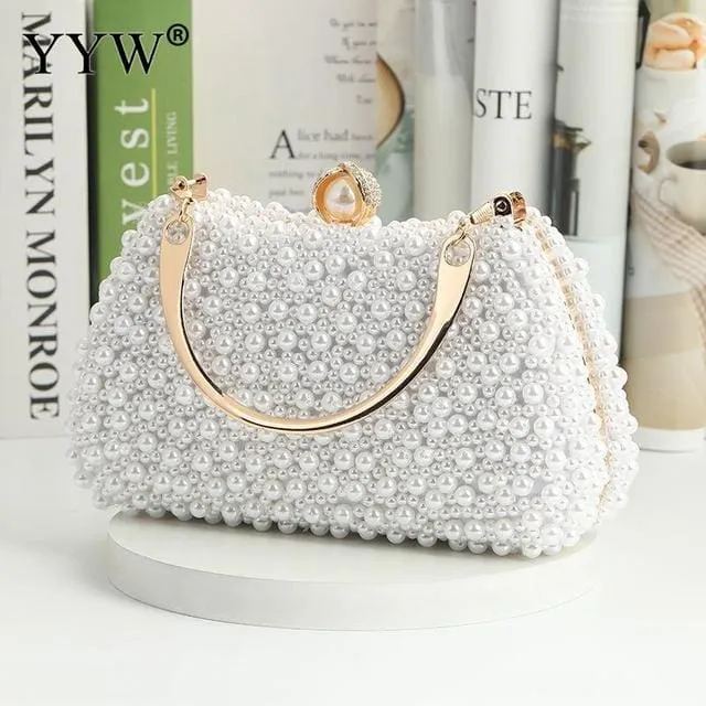 Luxury Pearl Crystal Wedding Clutch