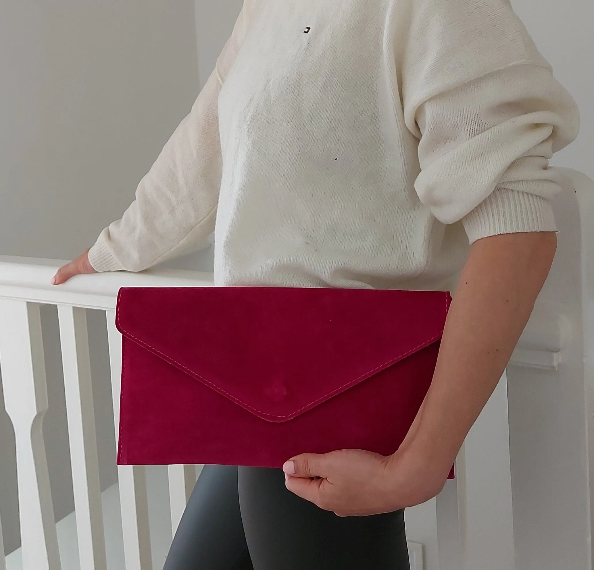 Magenta Fuchsia envelope clutch bag