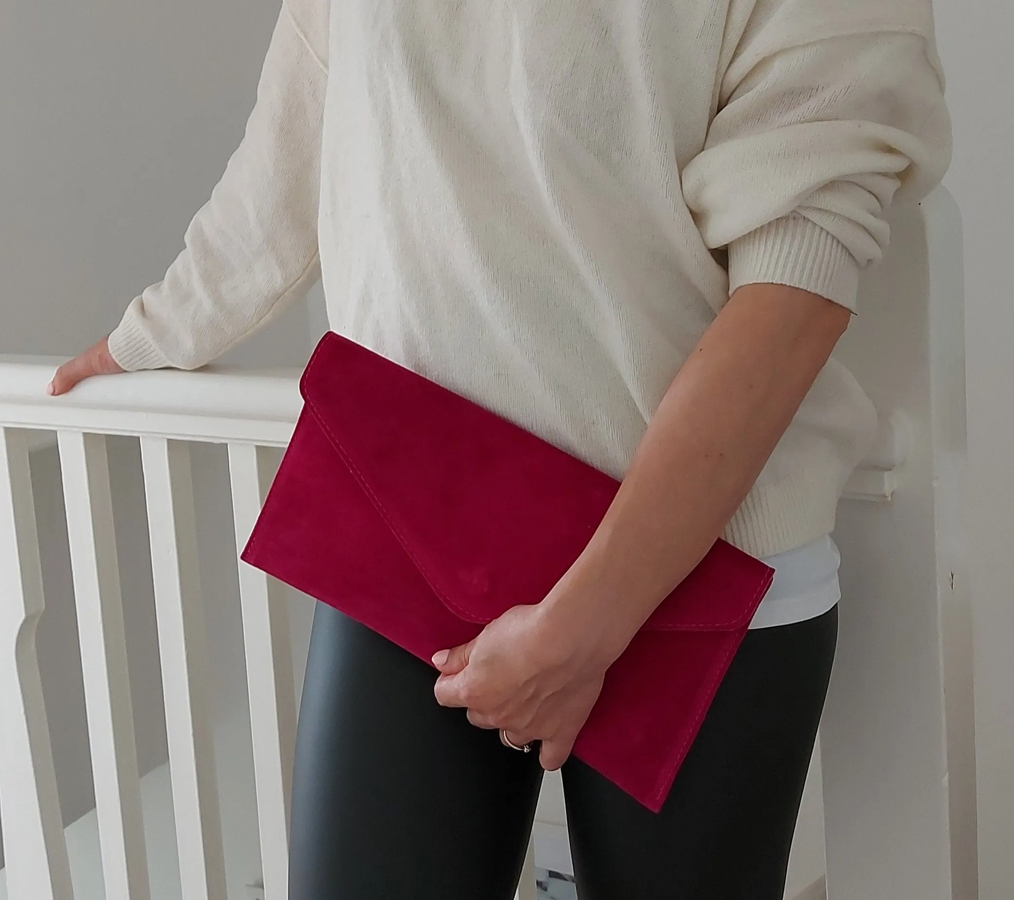 Magenta Fuchsia envelope clutch bag