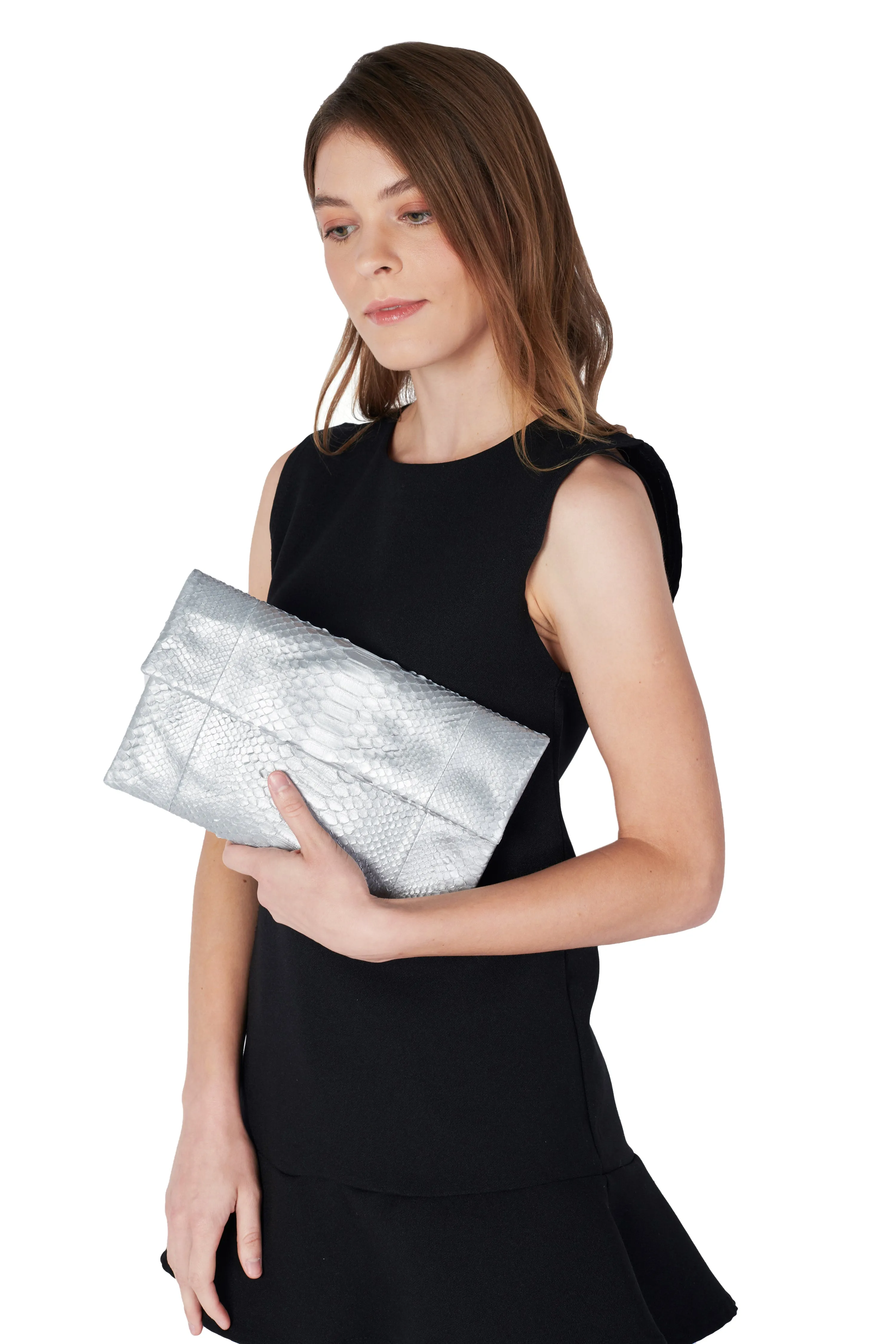 Mandalay Liquid Silver Foldover Clutch