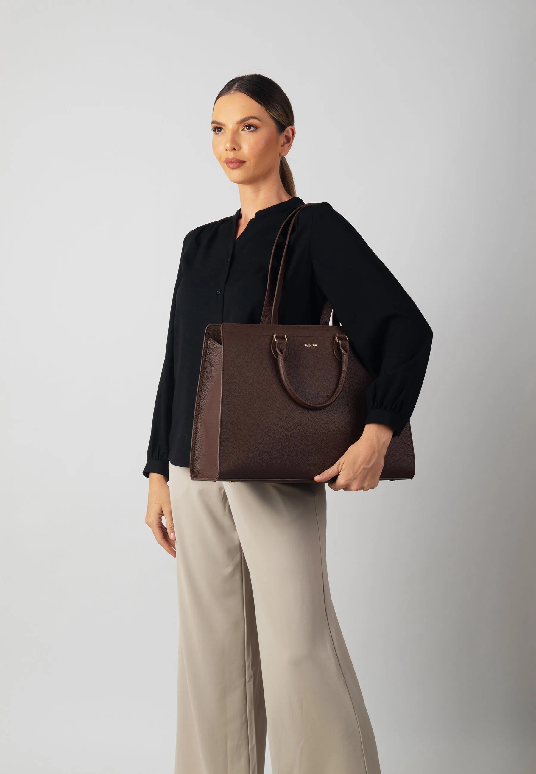 Mary Genuine Leather Handbag (Brown)