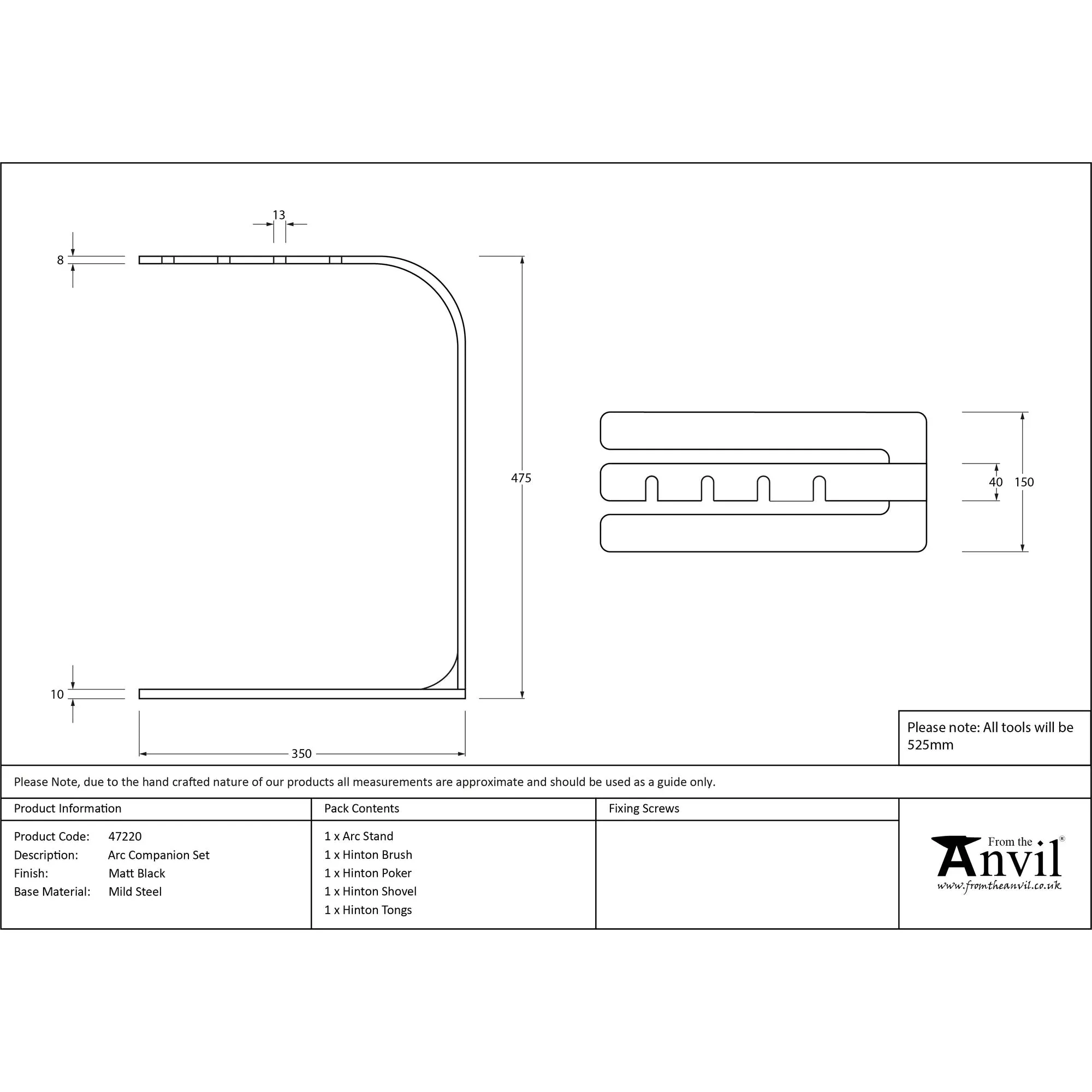 Matt Black Arc Companion Set - Hinton Tools | From The Anvil