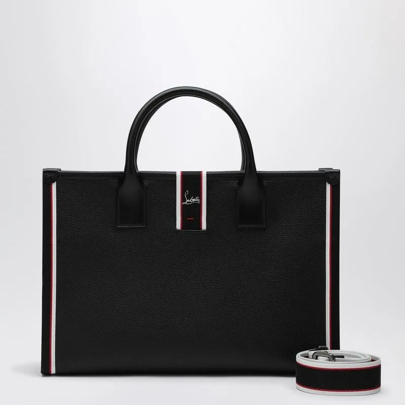 Men's Black Grained Calf Leather Tote Bag Nastroloubi | 3245264LE