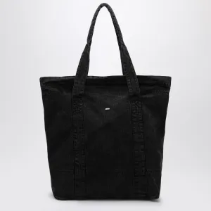 Men's Black Washed Cotton Tote Bag | A4248ABCO