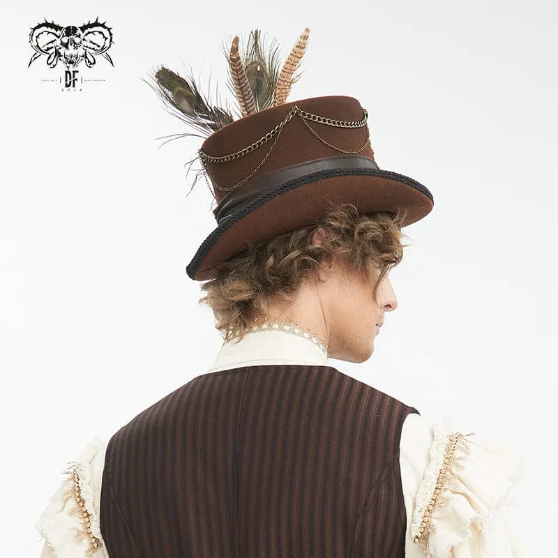 Men's Gothic Gear Feather Top Hat