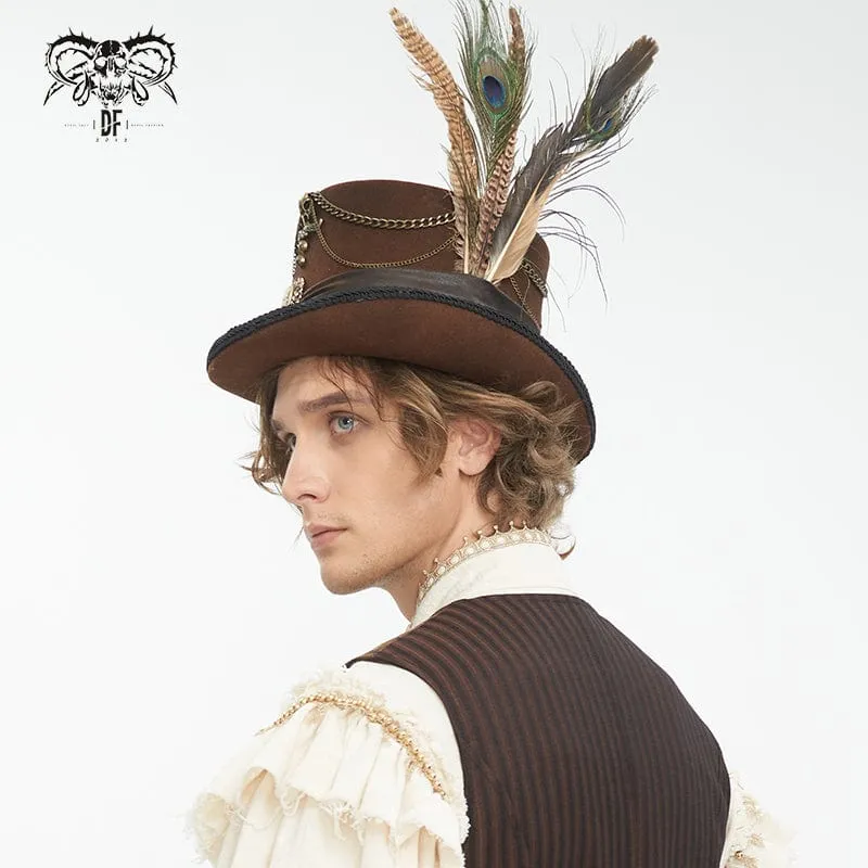 Men's Gothic Gear Feather Top Hat