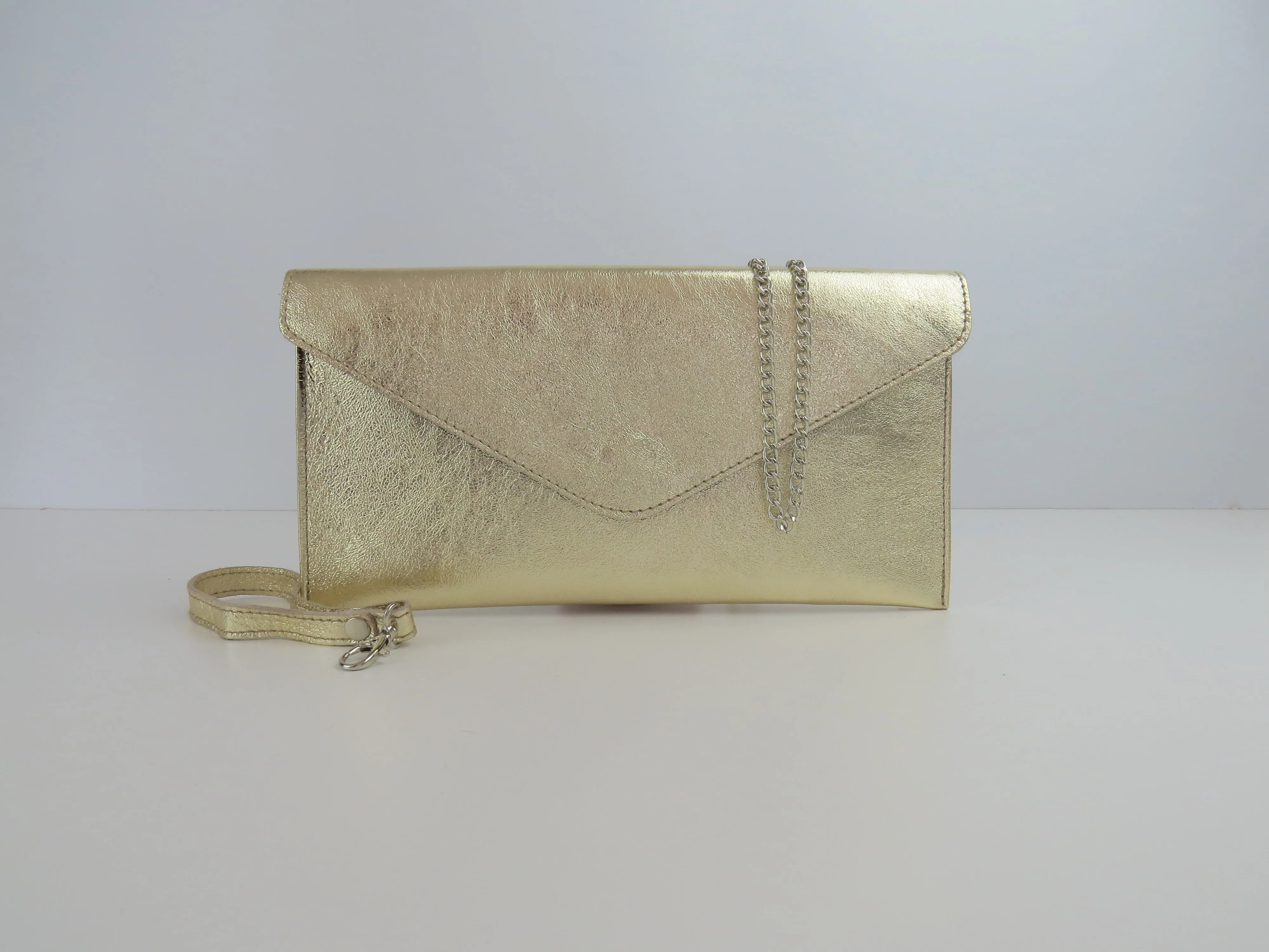 Metallic Gold Envelope Clutch Bag