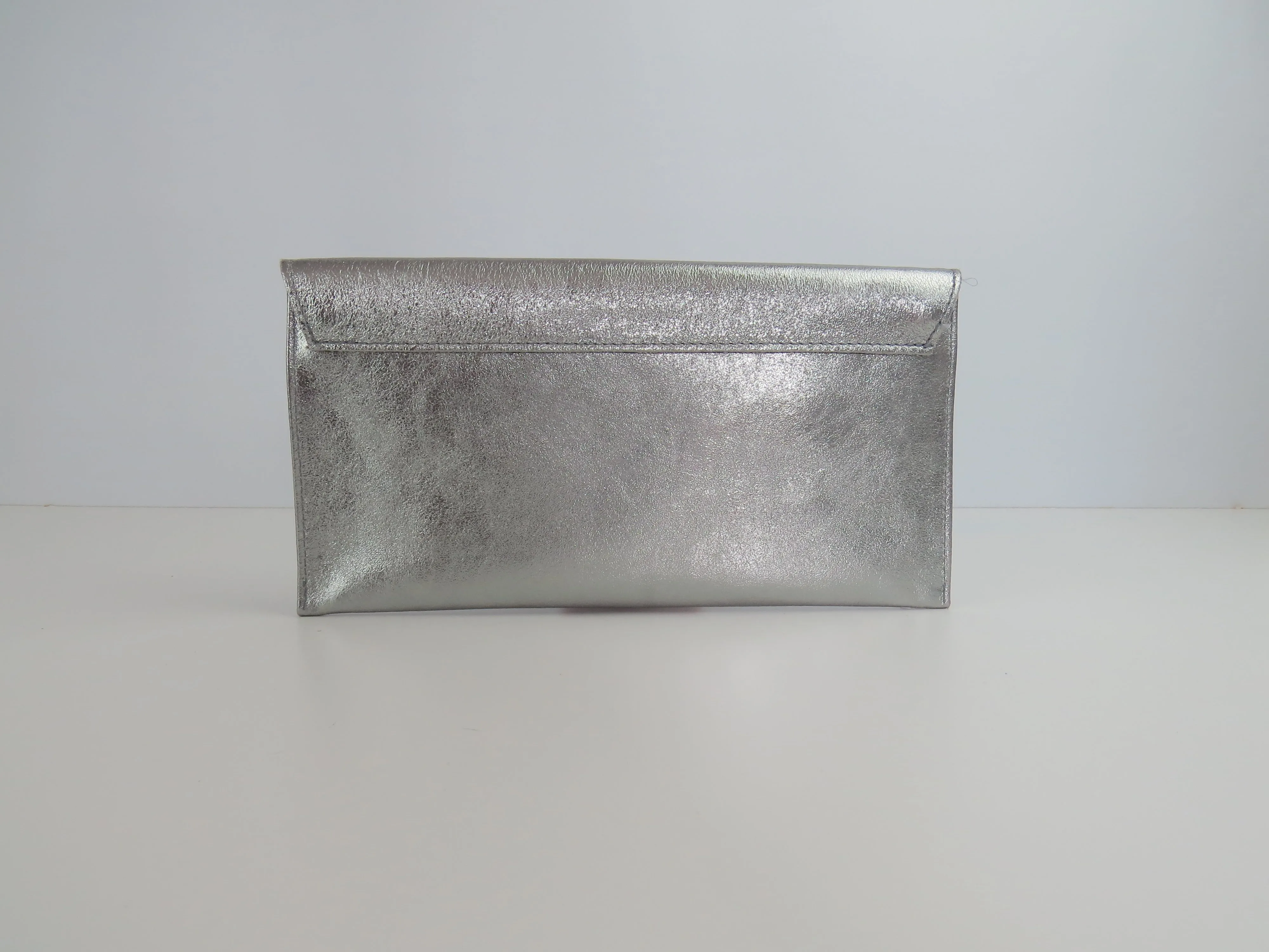 Metallic Pewter envelope clutch bag