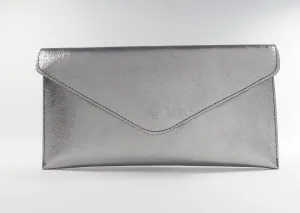 Metallic Pewter envelope clutch bag