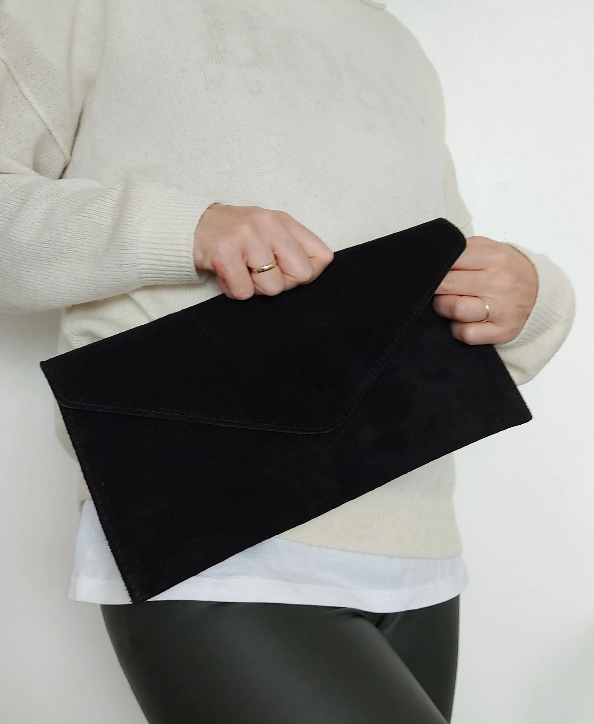 Metallic Pewter envelope clutch bag