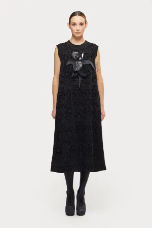 Midi Velvet Sleeveless Dress With Decor Black