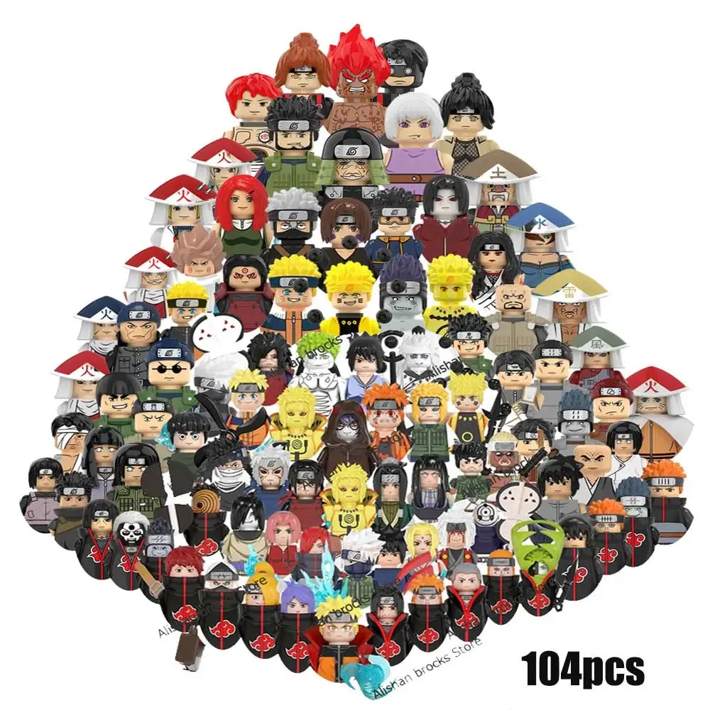 MOC NON   Shipped International Naruto blocks Building Blocks Anime cartoon Japanese Characters Action Figures Heads Kid Toys  Minifigures