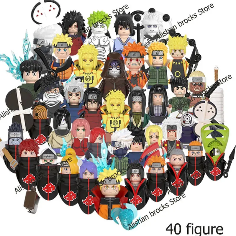 MOC NON   Shipped International Naruto blocks Building Blocks Anime cartoon Japanese Characters Action Figures Heads Kid Toys  Minifigures