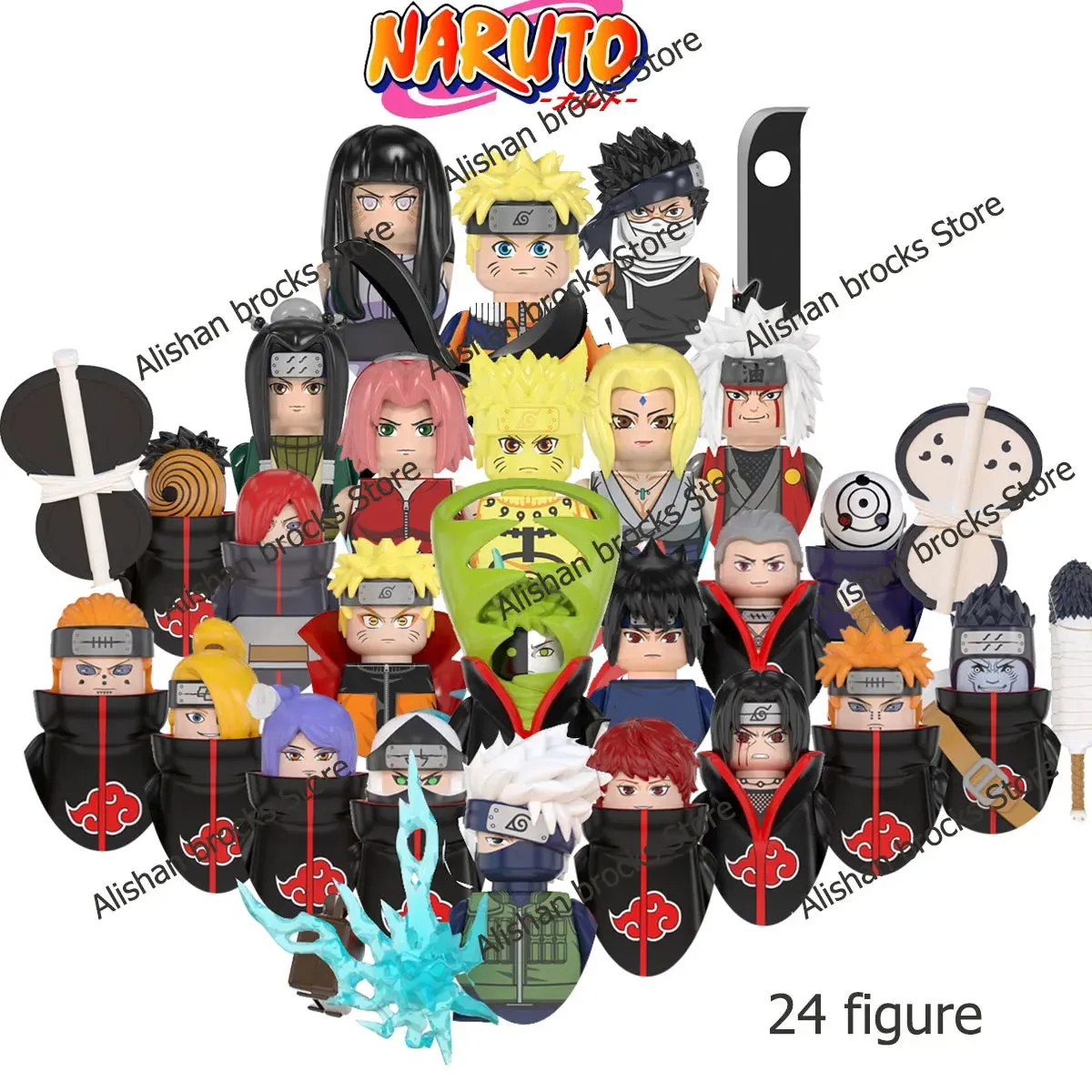 MOC NON   Shipped International Naruto blocks Building Blocks Anime cartoon Japanese Characters Action Figures Heads Kid Toys  Minifigures