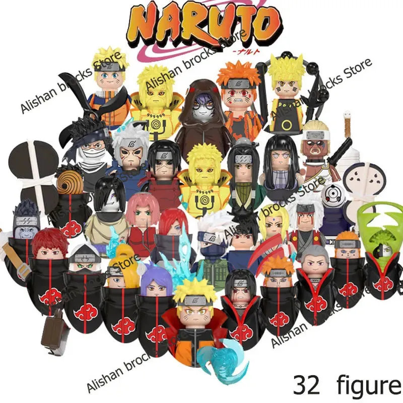 MOC NON   Shipped International Naruto blocks Building Blocks Anime cartoon Japanese Characters Action Figures Heads Kid Toys  Minifigures