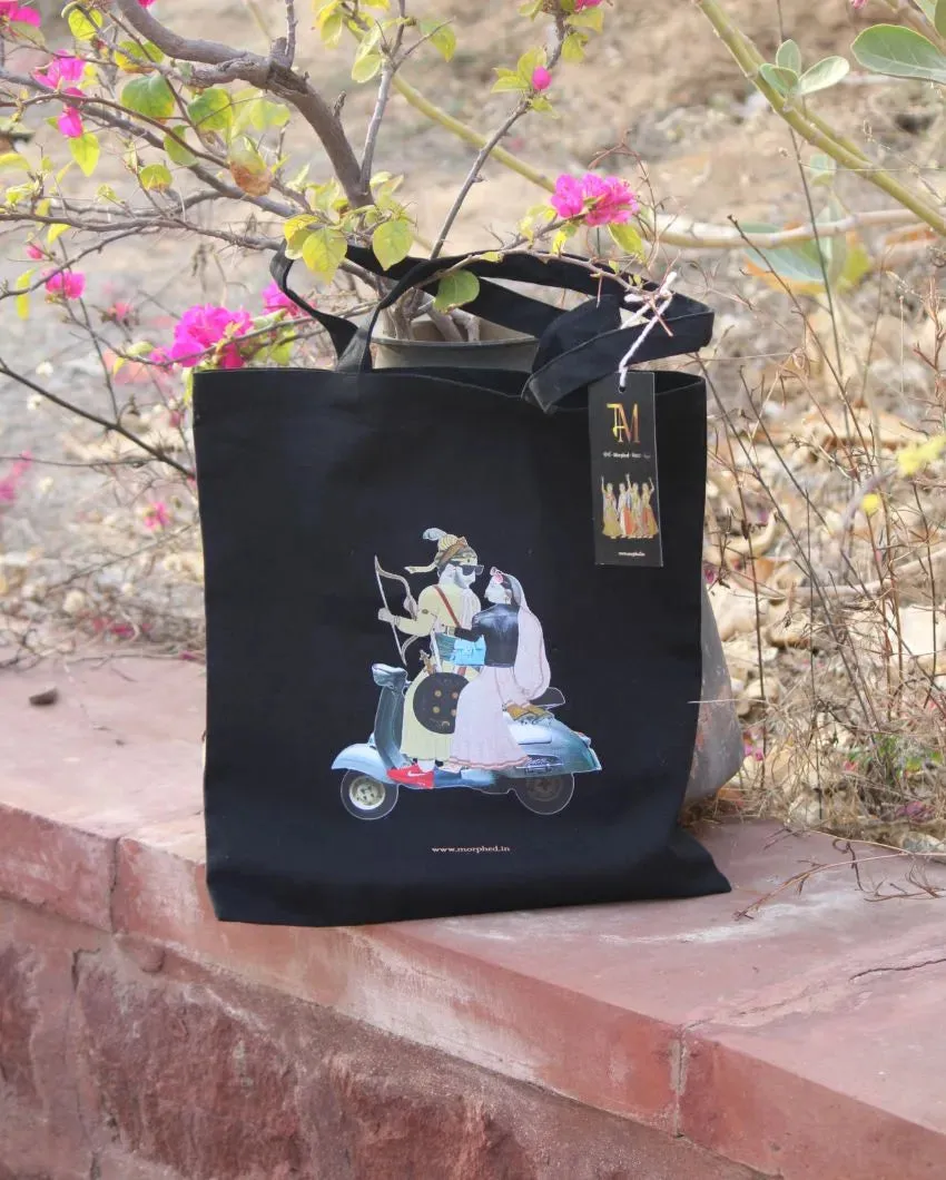 Musafir Black Canvas Tote Bag | 15.5 x 15 inches