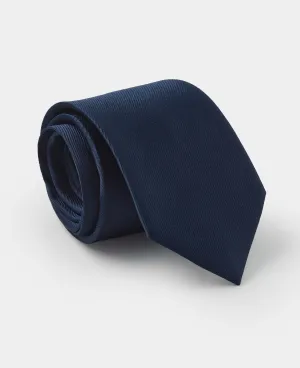 Navy Fine Twill Silk Tie