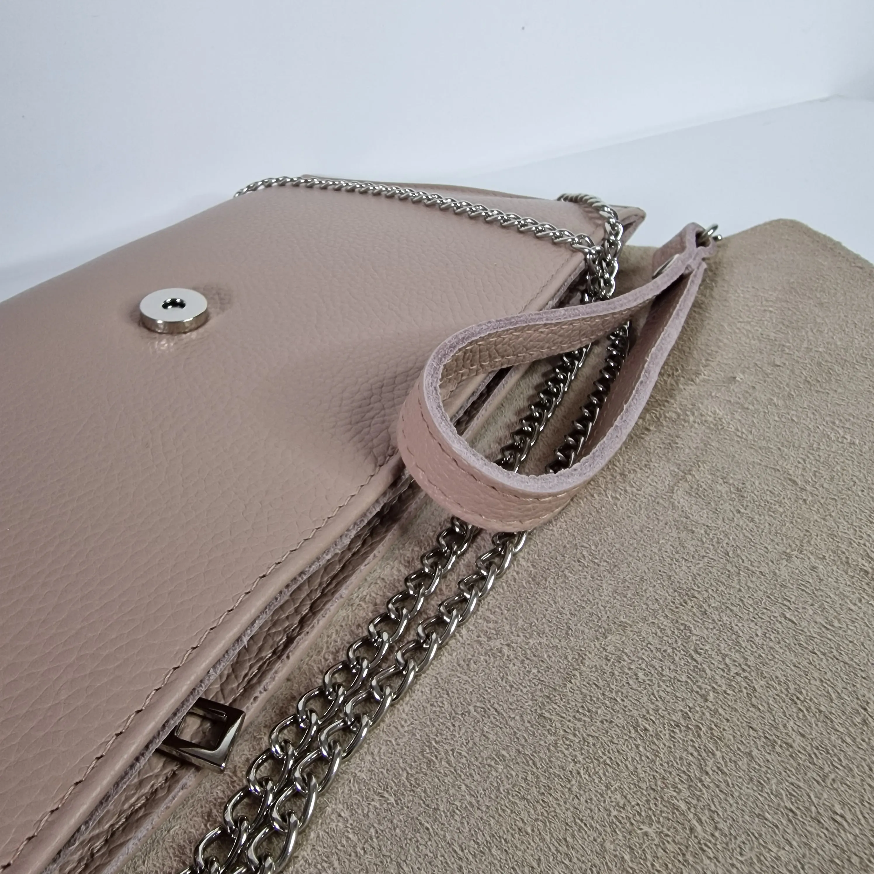 Nude Genuine Pebbled Leather Envelope Clutch