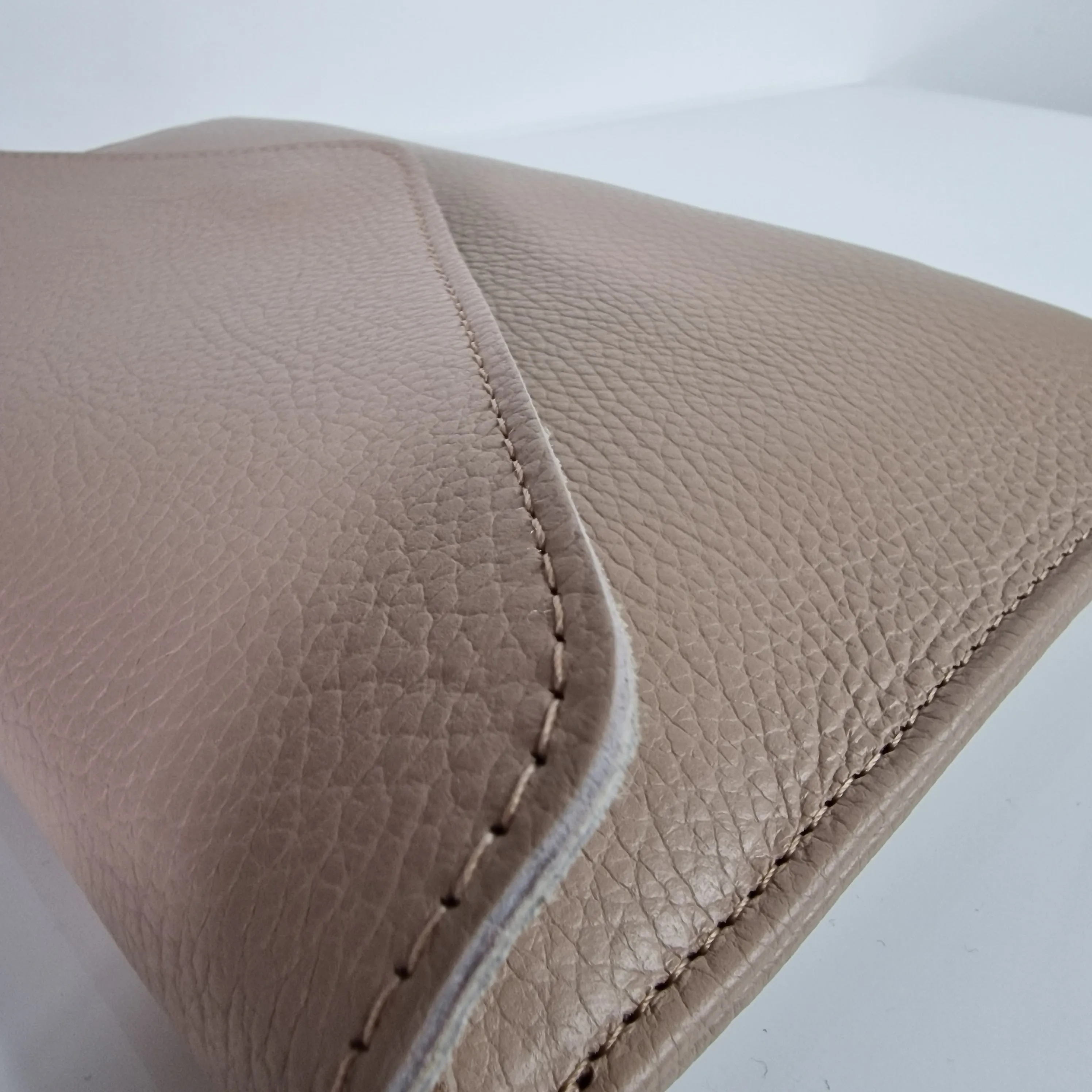 Nude Genuine Pebbled Leather Envelope Clutch