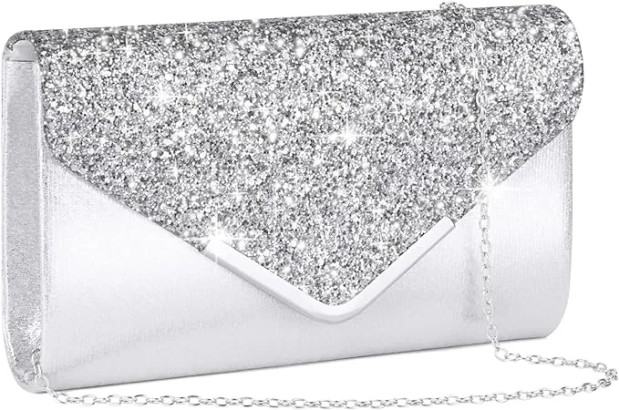 OSDUE Women Clutch Bag | Glitter Envelope Clutch Bag With Detachable Chain Strap | Evening Clutch for Ladies | Evening Bag