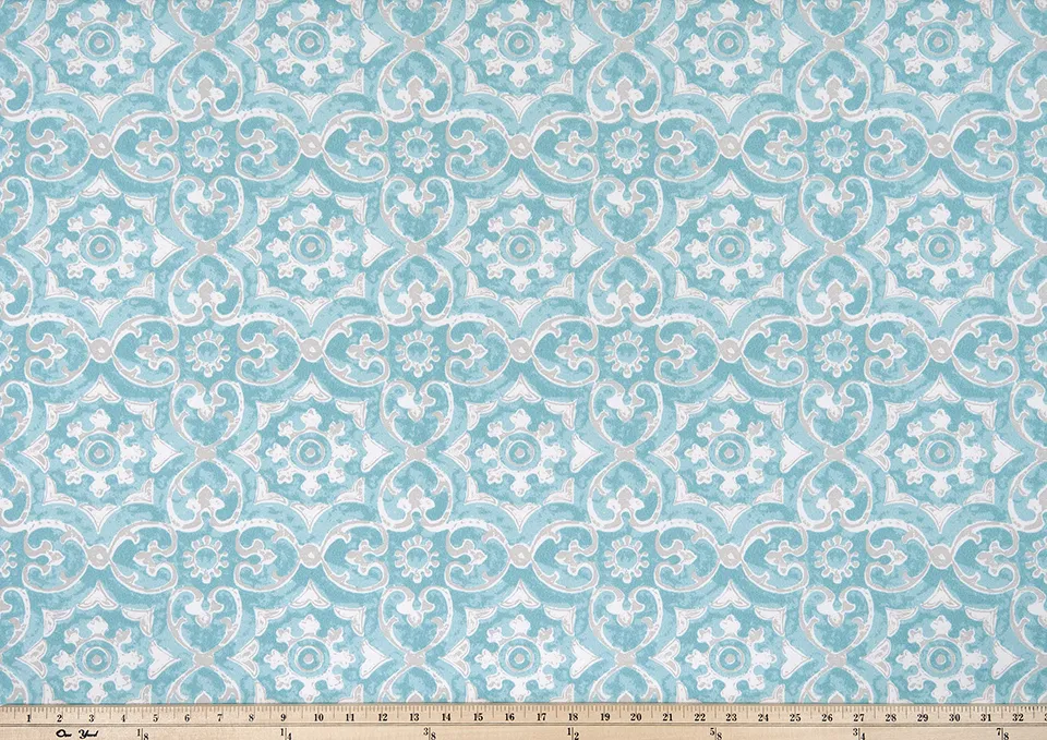 Outdoor Fabric - Athens Aqua Polyester Fabric By Premier Prints