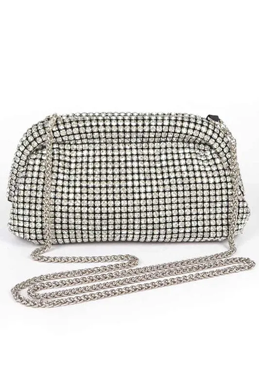 Oversize Rhinestone Convertible Soft Clutch Bag