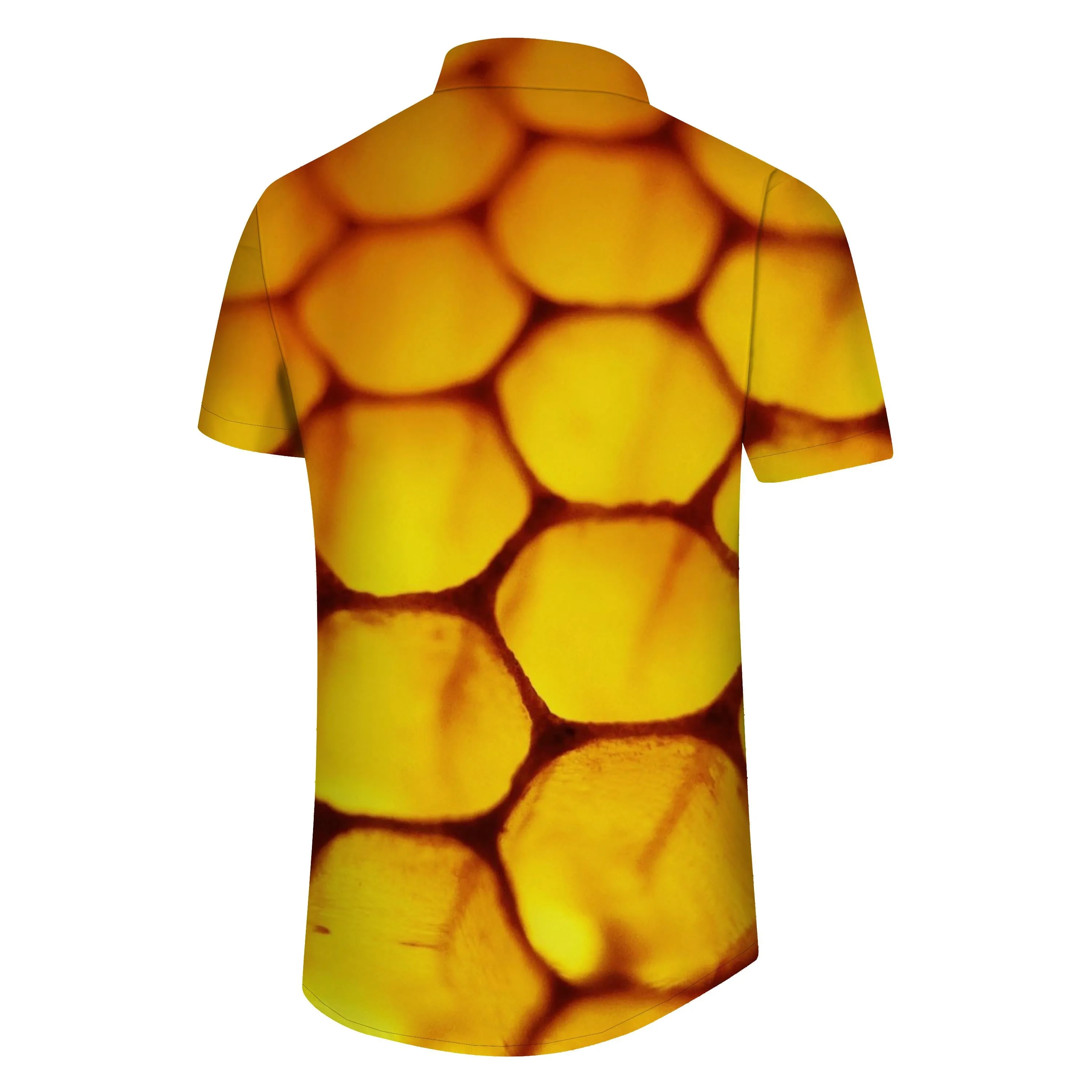 Particle men's shirt short-sleeved beachwear casual Hawaiian button print abstract geometry gold