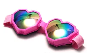 Pink Mirror Lens Heart Shaped Sunglasses/Goggles