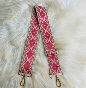 Pink/Tan Aztec Purse Strap