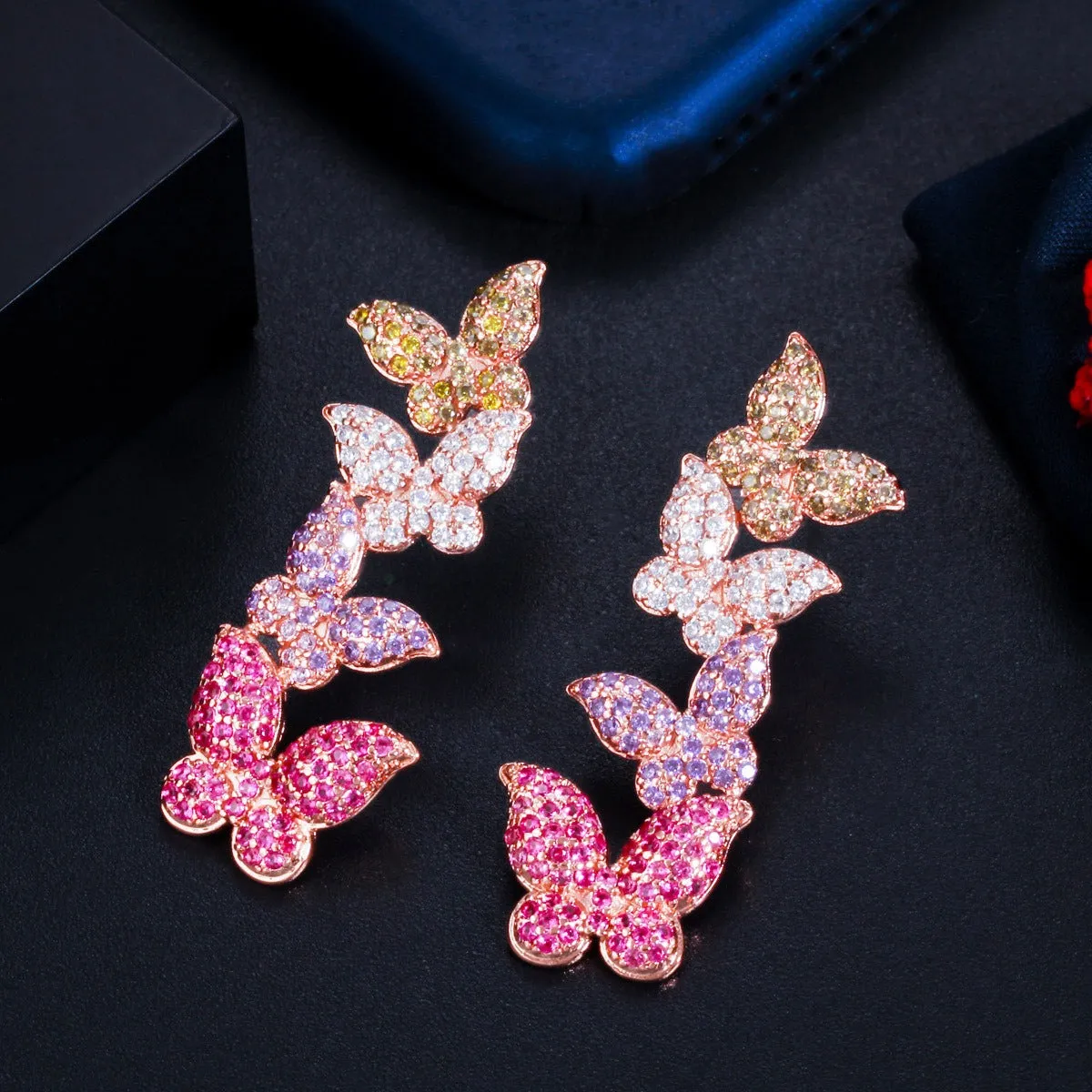 Pre Order:  Colorful Butterfly Zircon Earrings