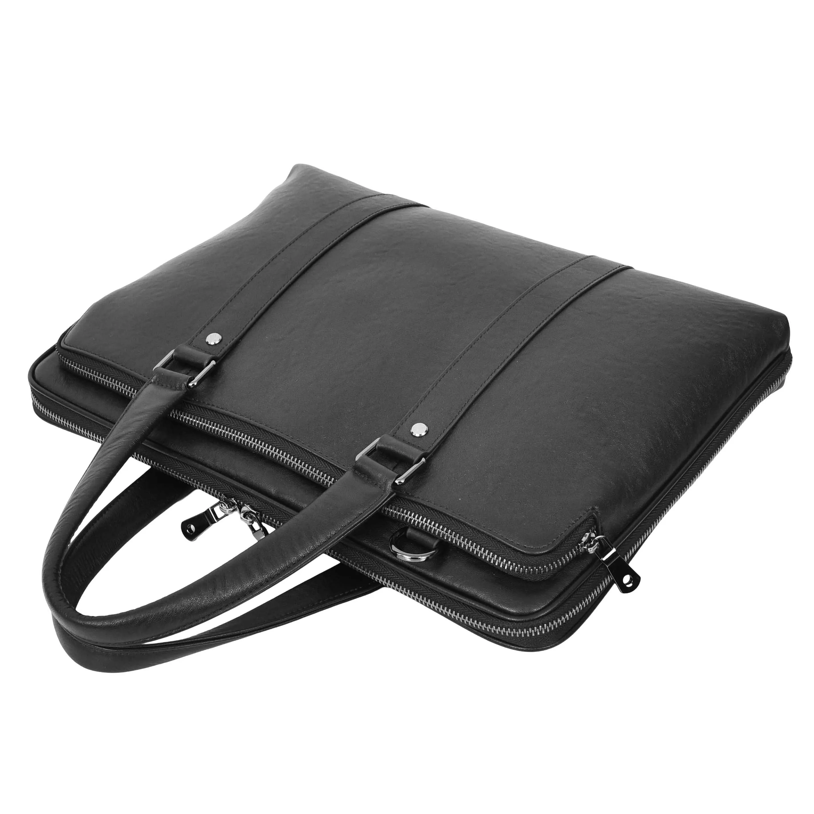 Real Leather Cross Body Briefcase Monterey Black