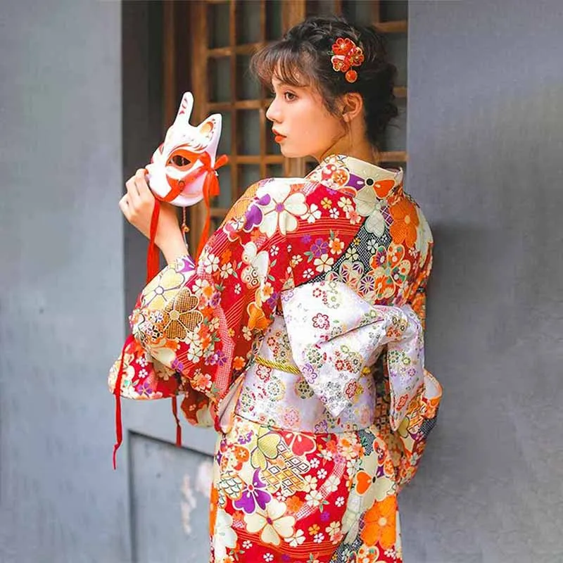 Red Japanese Kimono Robe