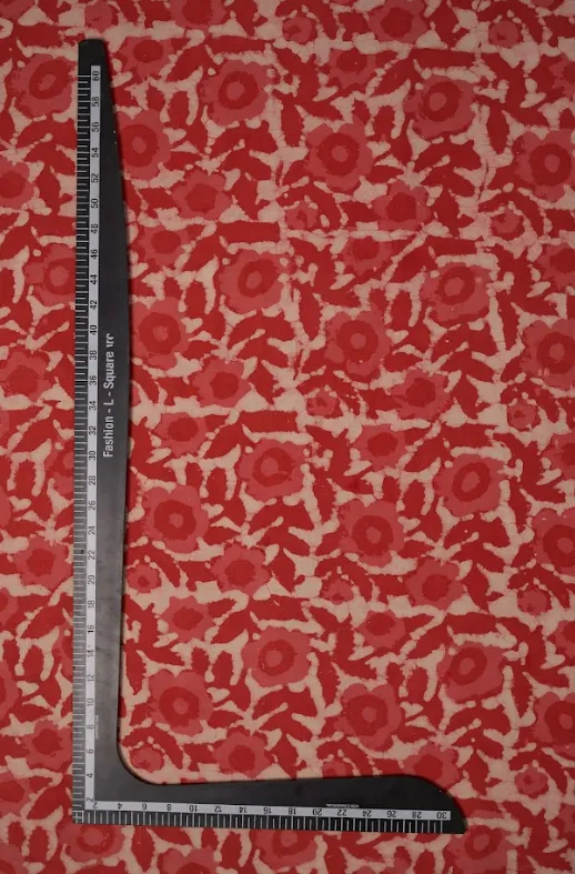 Red Pure Cotton Dabu Hand Block Printed Fabric