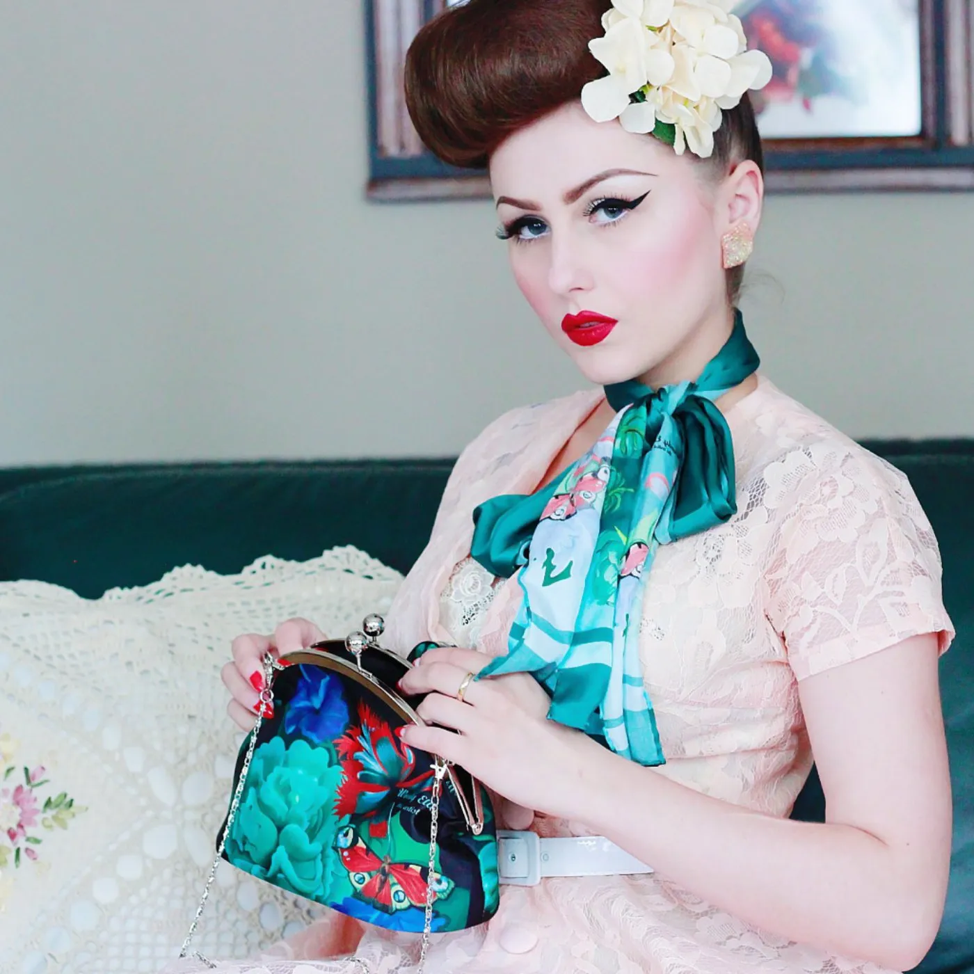 Retro clip purse, clutch bag, Burlesque