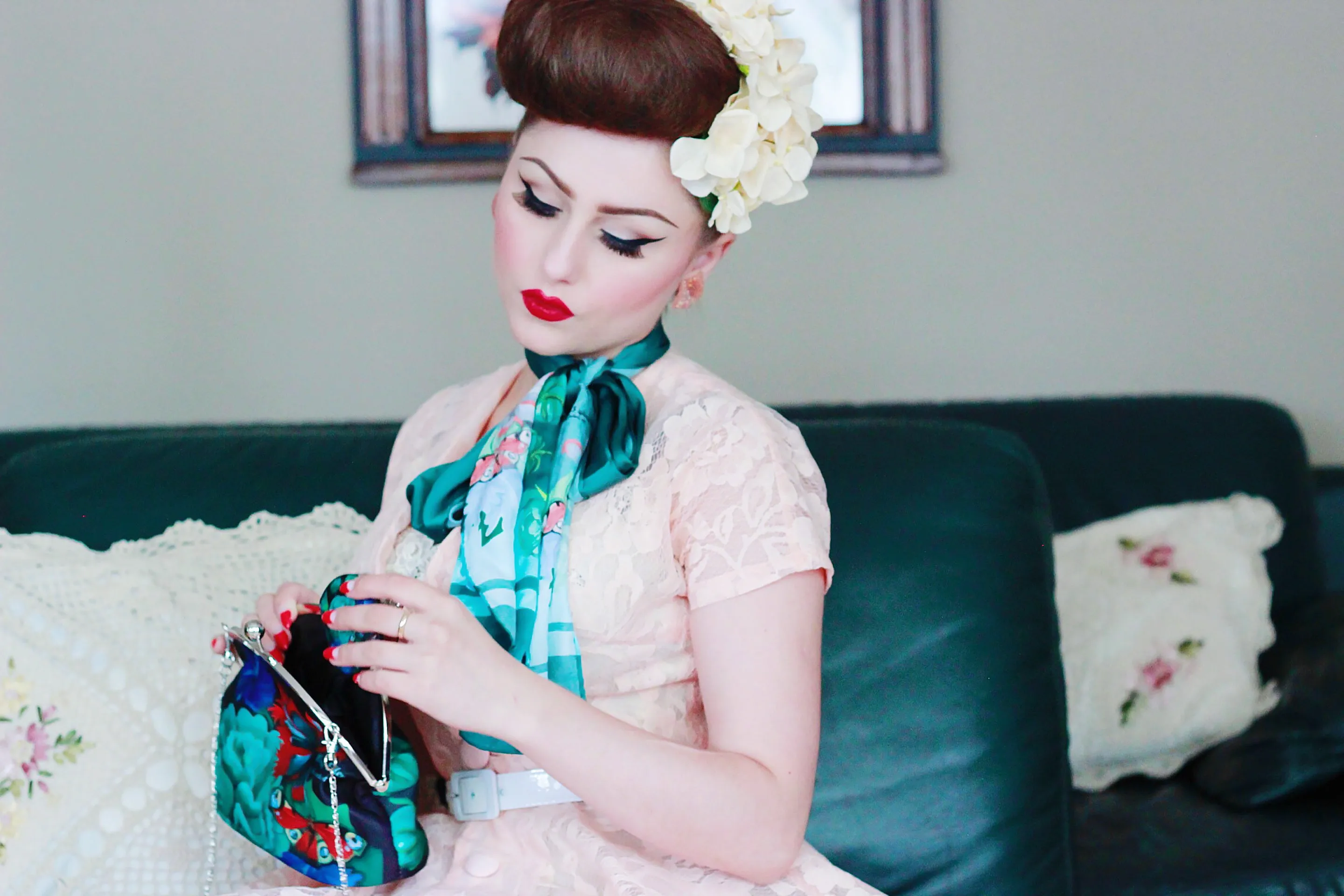 Retro clip purse, clutch bag, Burlesque