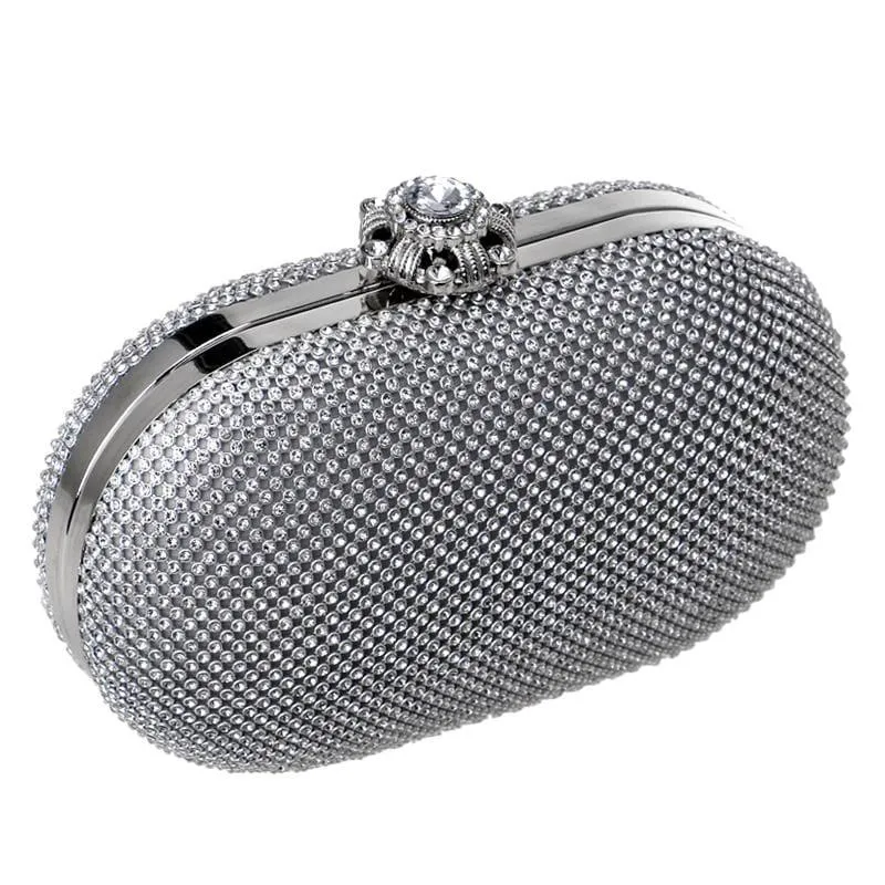 Rhinestones Women Evening Bag Flower Metal Crystal Clutch