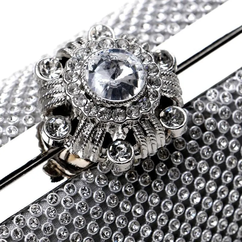 Rhinestones Women Evening Bag Flower Metal Crystal Clutch