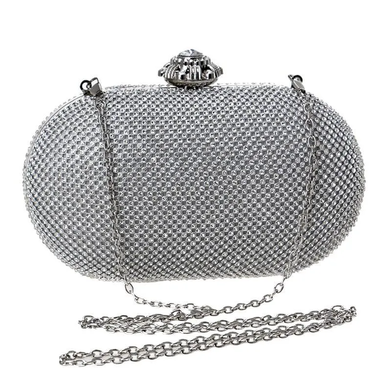 Rhinestones Women Evening Bag Flower Metal Crystal Clutch