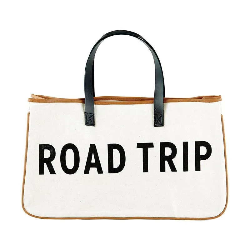 Road Trip Canvas   Leather Tote Bag