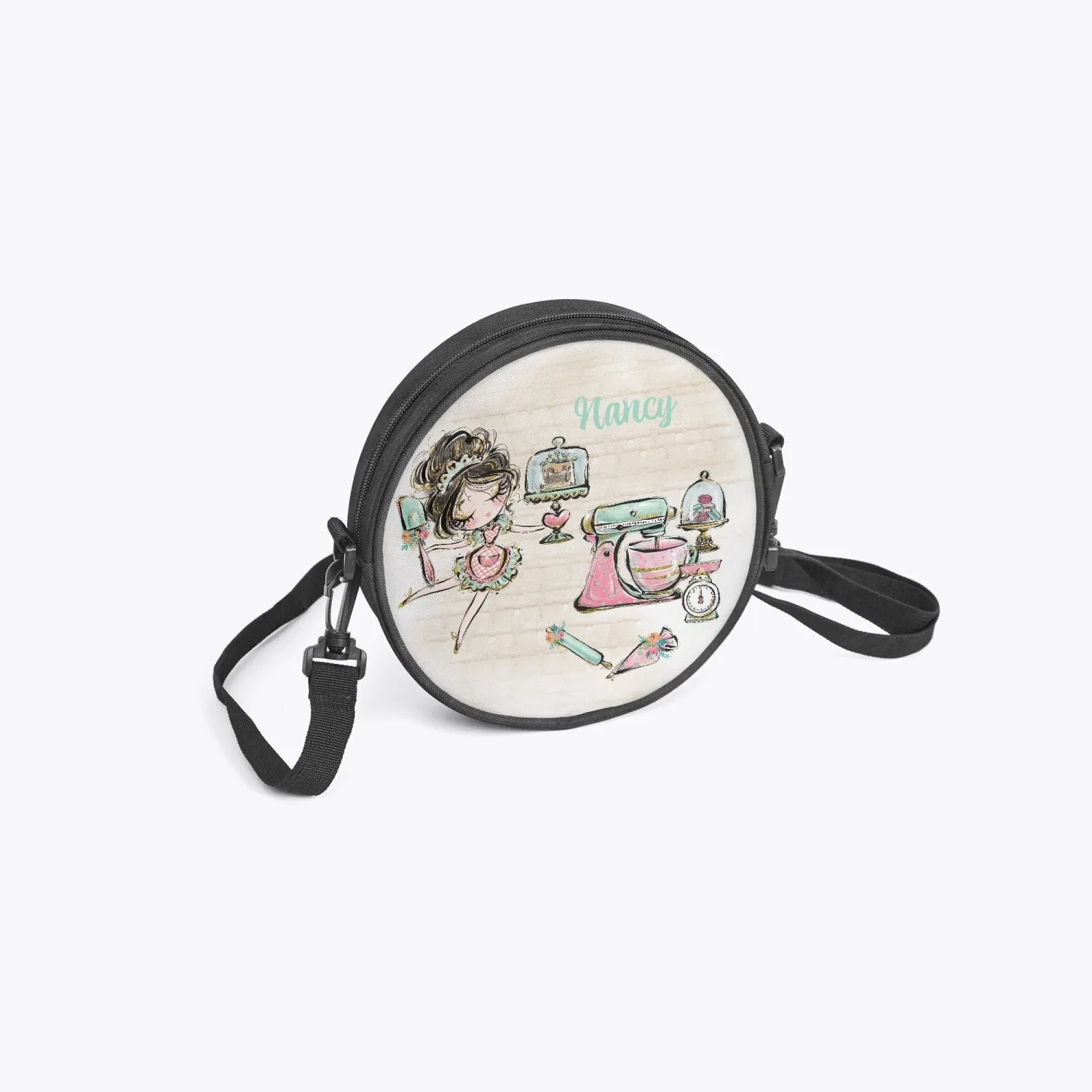 Round Satchel Bag, Baking Personalised